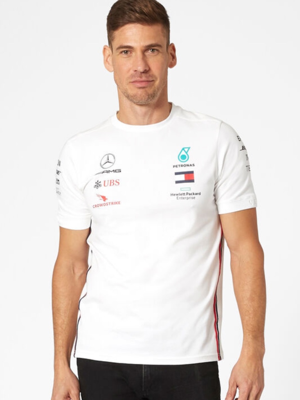 F1 MERCEDES AMG Petronas Team Motorsport T-Shirt White Men’s Size XL BRAND NEW